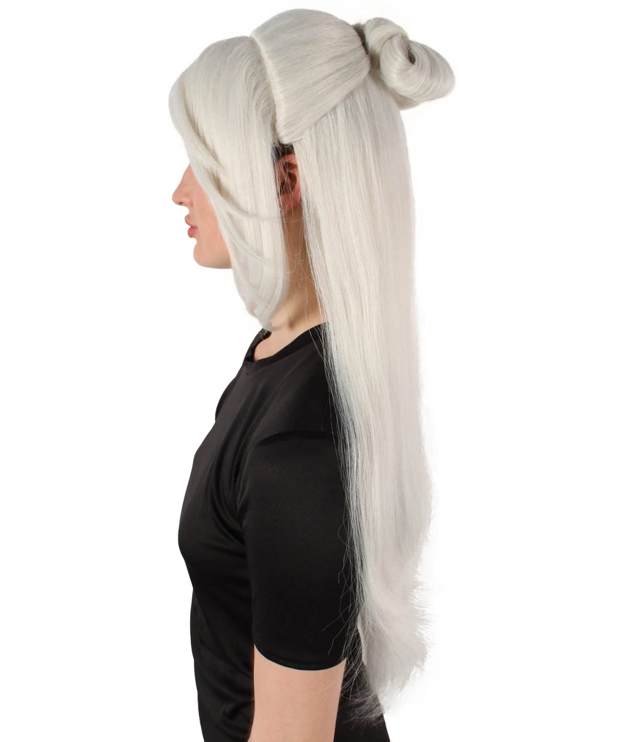 HPO Adult Women's Role-playing Anime Video Game White Wig 3 HPO Adult Women's Role-playing Anime Video Game White Wig