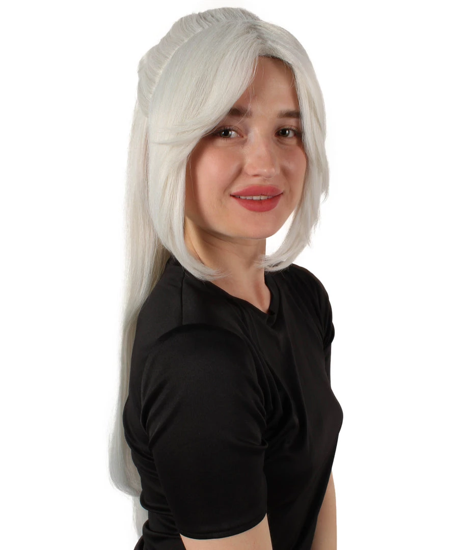 HPO Adult Women's Role-playing Anime Video Game White Wig 7 HPO Adult Women's Role-playing Anime Video Game White Wig