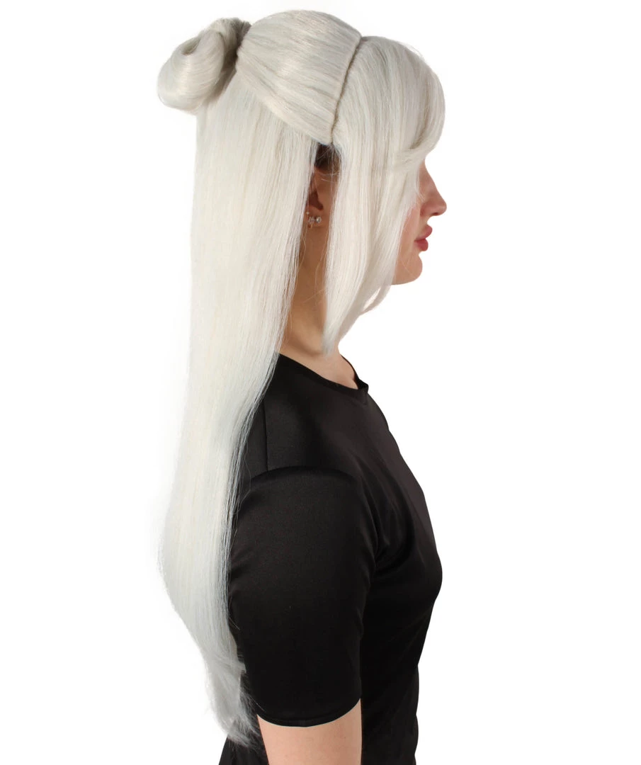 HPO Adult Women's Role-playing Anime Video Game White Wig 5 HPO Adult Women's Role-playing Anime Video Game White Wig