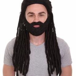 HPO Science Fiction Movie | Men's Long Length Braided Black Dreadlocks Wig | Premium Breathable Capless Cap