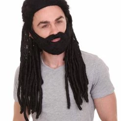 HPO Science Fiction Movie | Men's Long Length Braided Black Dreadlocks Wig | Premium Breathable Capless Cap