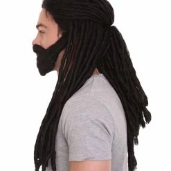 HPO Science Fiction Movie | Men's Long Length Braided Black Dreadlocks Wig | Premium Breathable Capless Cap