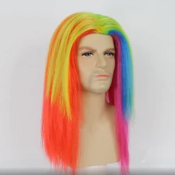 HPO Rainbow Rapper | Multicolor Straight Medium Length Music Icon Wig | Premium Halloween Wig