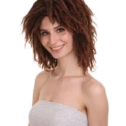 HPO Short Brown Dreadlock Women's Wig | Party Ready Fancy Cosplay Halloween Wig | Premium Breathable Capless Cap