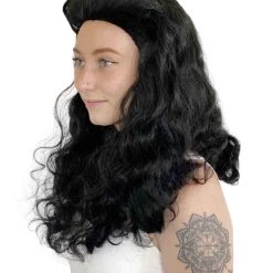 HPO Women's Womens Pin Up Babe Wig | Black Natural Looking Traditional Wig | Premium Breathable Capless Cap