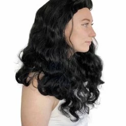 HPO Women's Womens Pin Up Babe Wig | Black Natural Looking Traditional Wig | Premium Breathable Capless Cap