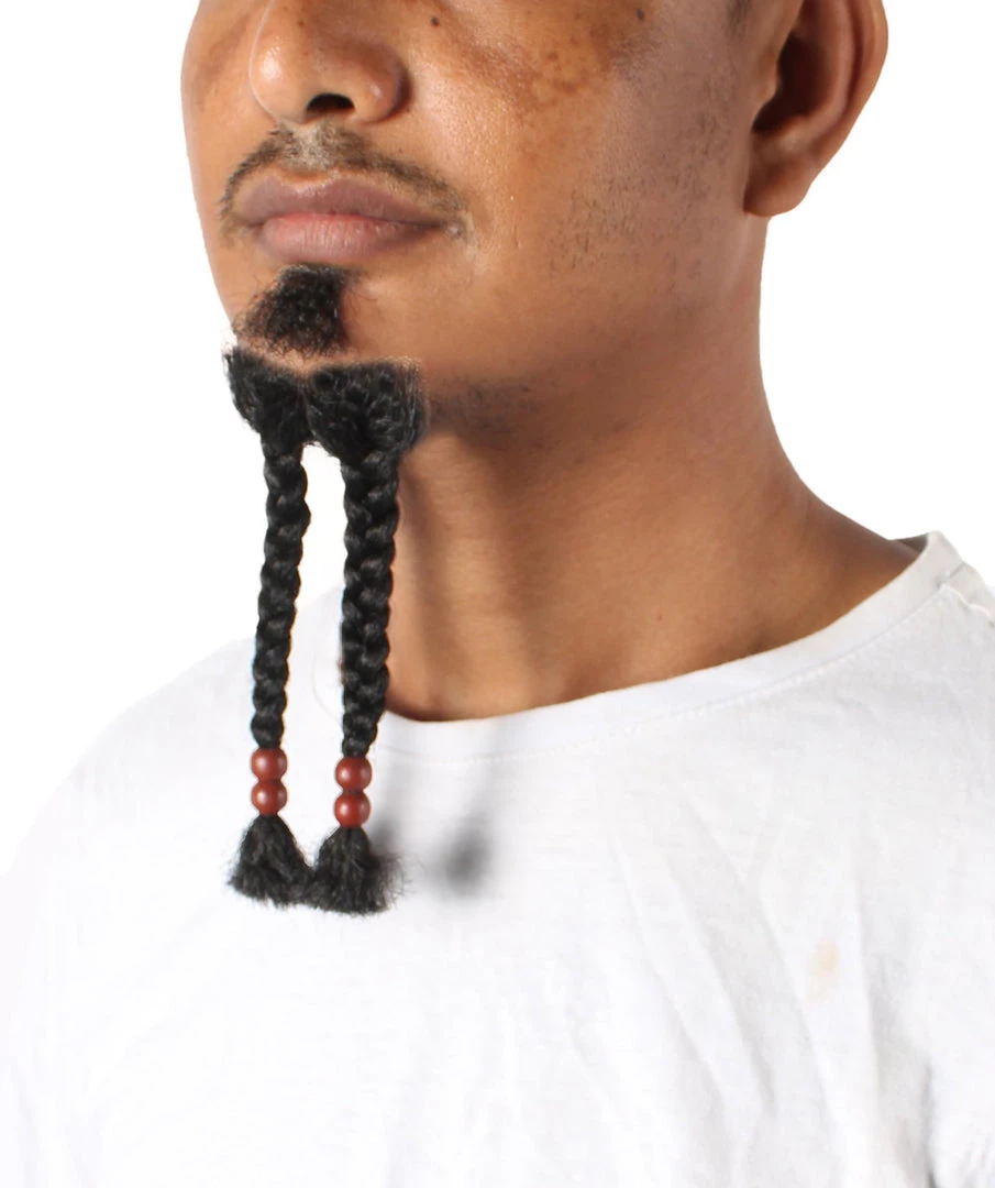 Men's Sparrow Goatee Long Human Hair Beaded | Black Facial Hair | HPO 3 Men's Sparrow Goatee Long Human Hair Beaded | Black Facial Hair | HPO