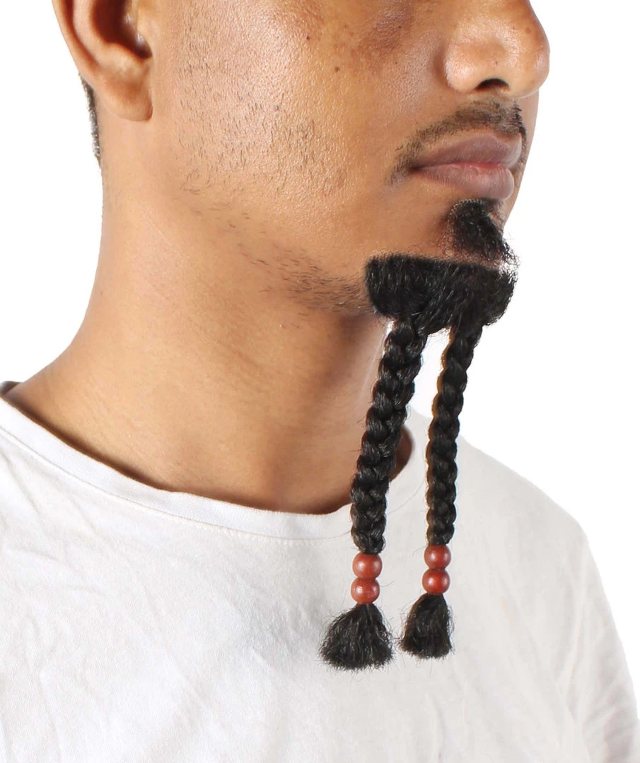 Men's Sparrow Goatee Long Human Hair Beaded | Black Facial Hair | HPO 6 Men's Sparrow Goatee Long Human Hair Beaded | Black Facial Hair | HPO