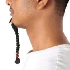 Men's Sparrow Goatee Long Human Hair Beaded | Black Facial Hair | HPO 9 Men's Sparrow Goatee Long Human Hair Beaded | Black Facial Hair | HPO