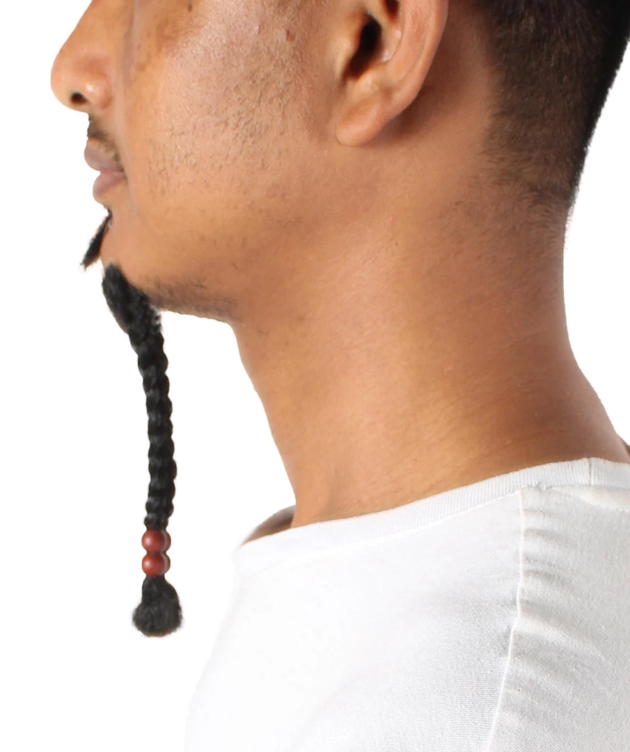 Men's Sparrow Goatee Long Human Hair Beaded | Black Facial Hair | HPO 4 Men's Sparrow Goatee Long Human Hair Beaded | Black Facial Hair | HPO