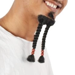 Men's Sparrow Goatee Long Human Hair Beaded | Black Facial Hair | HPO