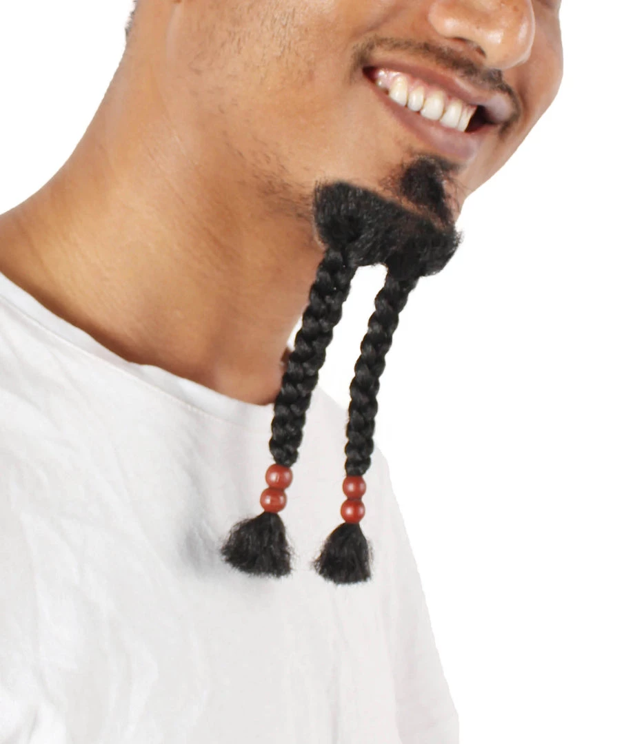 Men's Sparrow Goatee Long Human Hair Beaded | Black Facial Hair | HPO 1 Men's Sparrow Goatee Long Human Hair Beaded | Black Facial Hair | HPO