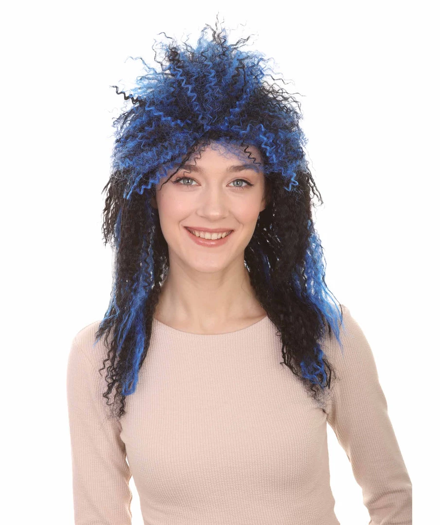 HPO Vampires Black And Blue Women's Wig | Dreadlock Horror Ghost Wig | Premium Breathable Capless Cap 1 HPO Vampires Black And Blue Women's Wig | Dreadlock Horror Ghost Wig | Premium Breathable Capless Cap