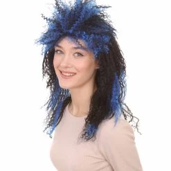 HPO Vampires Black And Blue Women's Wig | Dreadlock Horror Ghost Wig | Premium Breathable Capless Cap