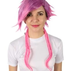 HPO Adult Women's Vi Arcane Game Animated Series Pink Spiked Pixie Cosplay Wig