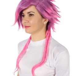 HPO Adult Women's Vi Arcane Game Animated Series Pink Spiked Pixie Cosplay Wig 11 HPO Adult Women's Vi Arcane Game Animated Series Pink Spiked Pixie Cosplay Wig