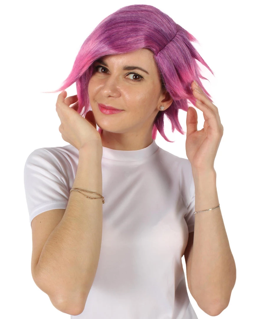 HPO Adult Women's Vi Arcane Game Animated Series Pink Spiked Pixie Cosplay Wig 1 HPO Adult Women's Vi Arcane Game Animated Series Pink Spiked Pixie Cosplay Wig