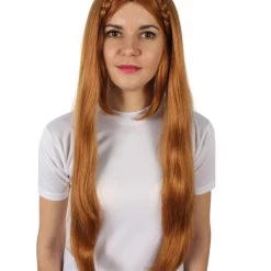 HPO Adult Women's Video Game Pointy Ears Princess Brown Wig With Woven Braids