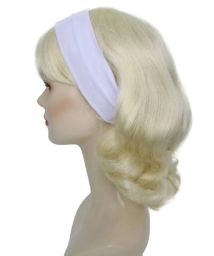 HPO Women's Blonde Color Straight Shoulder Length 50's Flip Wig With White Headband | Premium Breathable Capless Cap 4 HPO Women's Blonde Color Straight Shoulder Length 50's Flip Wig With White Headband | Premium Breathable Capless Cap