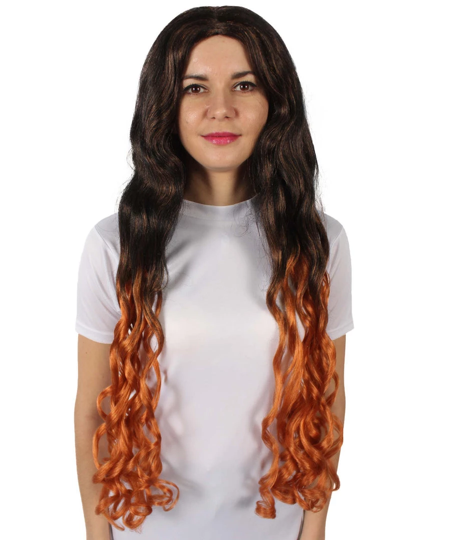HPO Adult Women's Demon Manga Long Black And Flame-Orange Wig 2 HPO Adult Women's Demon Manga Long Black And Flame-Orange Wig