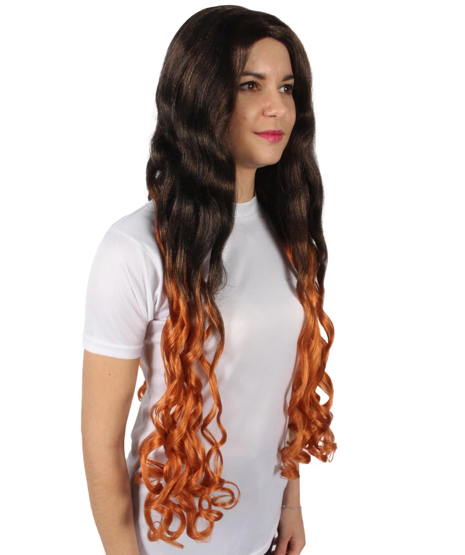 HPO Adult Women's Demon Manga Long Black And Flame-Orange Wig 7 HPO Adult Women's Demon Manga Long Black And Flame-Orange Wig