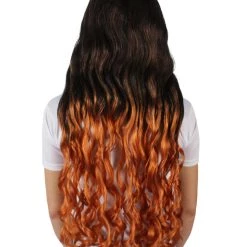 HPO Adult Women's Demon Manga Long Black And Flame-Orange Wig 13 HPO Adult Women's Demon Manga Long Black And Flame-Orange Wig
