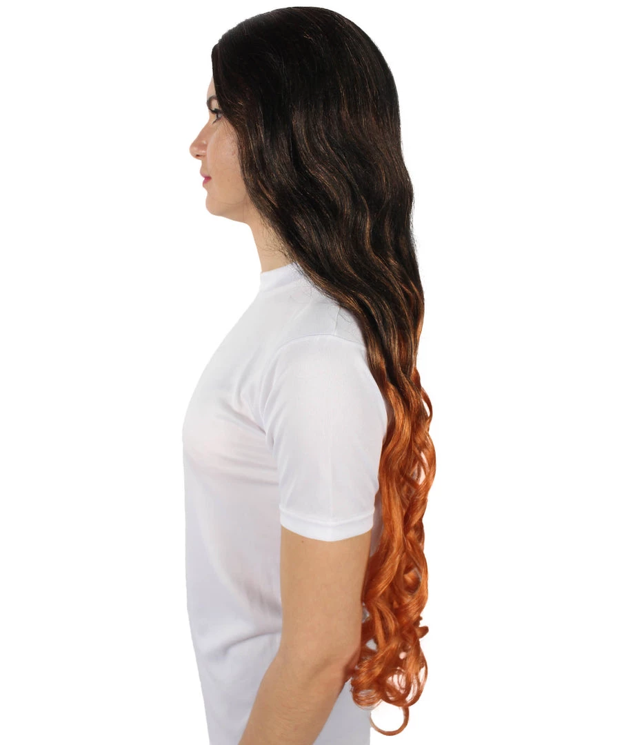HPO Adult Women's Demon Manga Long Black And Flame-Orange Wig 4 HPO Adult Women's Demon Manga Long Black And Flame-Orange Wig