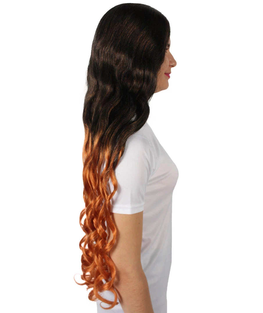 HPO Adult Women's Demon Manga Long Black And Flame-Orange Wig 6 HPO Adult Women's Demon Manga Long Black And Flame-Orange Wig