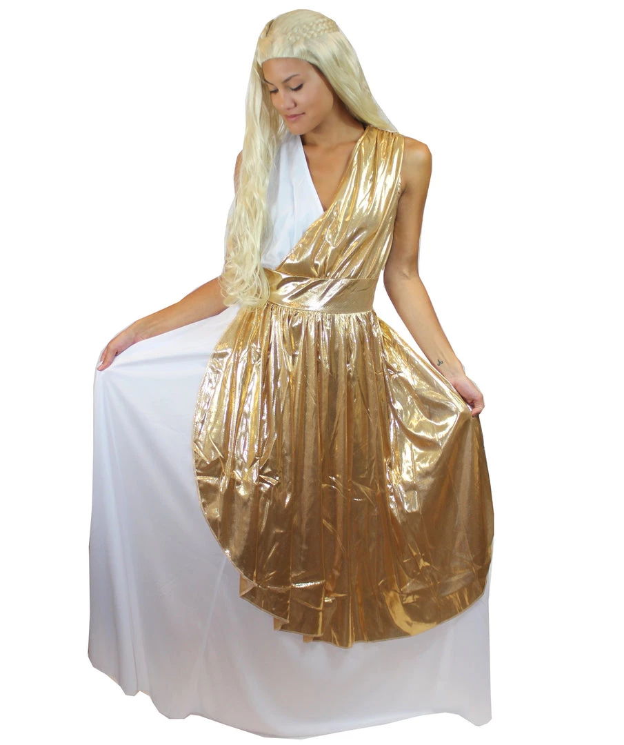 HPO Adult Women's Greek Goddess Angel Costume | White & Gold Cosplay Costume 1 HPO Adult Women's Greek Goddess Angel Costume | White & Gold Cosplay Costume