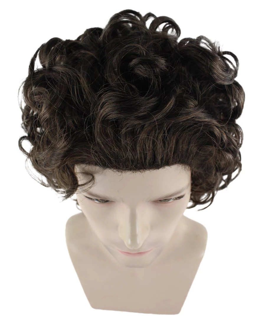 HPO Movie Mens Wig | Black Curly Cosplay Wig | Premium Breathable Capless Cap Men's 7 HPO Movie Mens Wig | Black Curly Cosplay Wig | Premium Breathable Capless Cap Men's