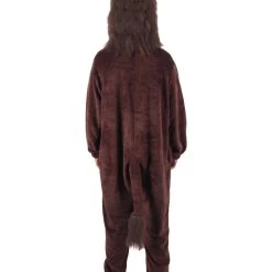 HPO Men's Adult Unisex Brown & White Straight Long Jumpsuit Lion Costume Bundle
