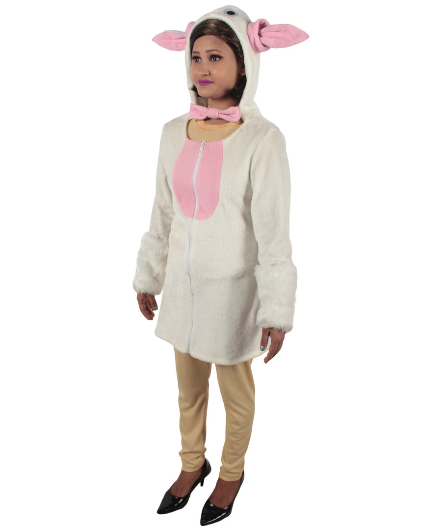 HPO Adult Women's White And Pink Dress Sheep Costume Bundle 3 HPO Adult Women's White And Pink Dress Sheep Costume Bundle