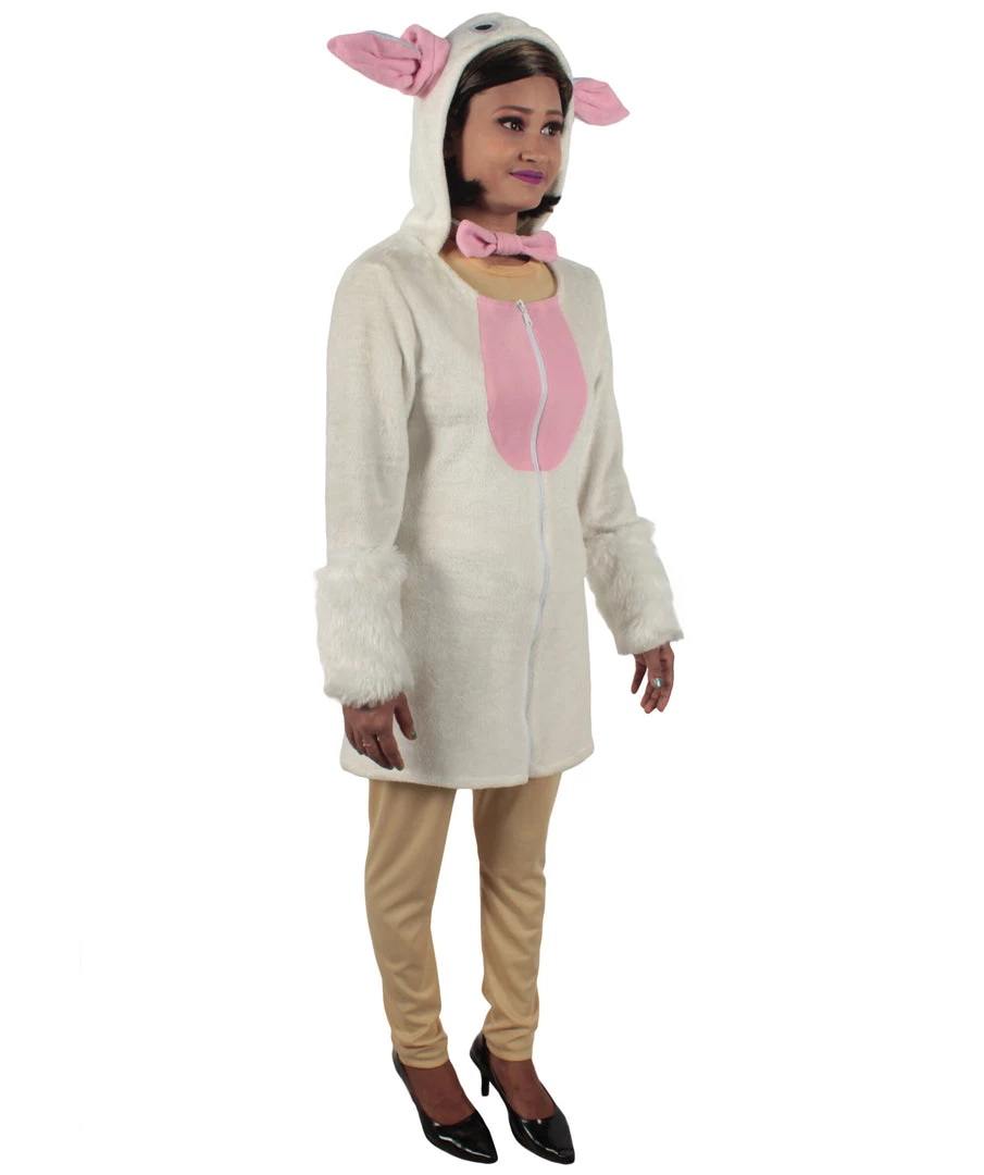 HPO Adult Women's White And Pink Dress Sheep Costume Bundle 7 HPO Adult Women's White And Pink Dress Sheep Costume Bundle