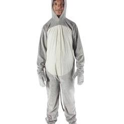 HPO Adult Men's Grey And White Jumpsuit Mouse Costume Bundle