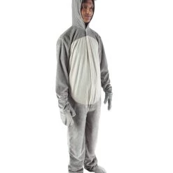 HPO Adult Men's Grey And White Jumpsuit Mouse Costume Bundle