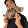 HPO Adult Men's Giant Twisted Wizard Champion Mustache And Beard, Multiple Color Options, Synthetic Fiber