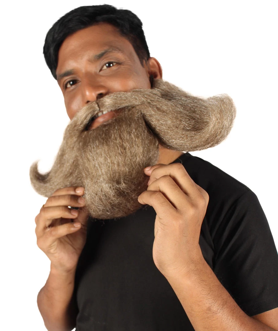 HPO Adult Men's Giant Twisted Wizard Champion Mustache And Beard, Multiple Color Options, Synthetic Fiber 1 HPO Adult Men's Giant Twisted Wizard Champion Mustache And Beard, Multiple Color Options, Synthetic Fiber