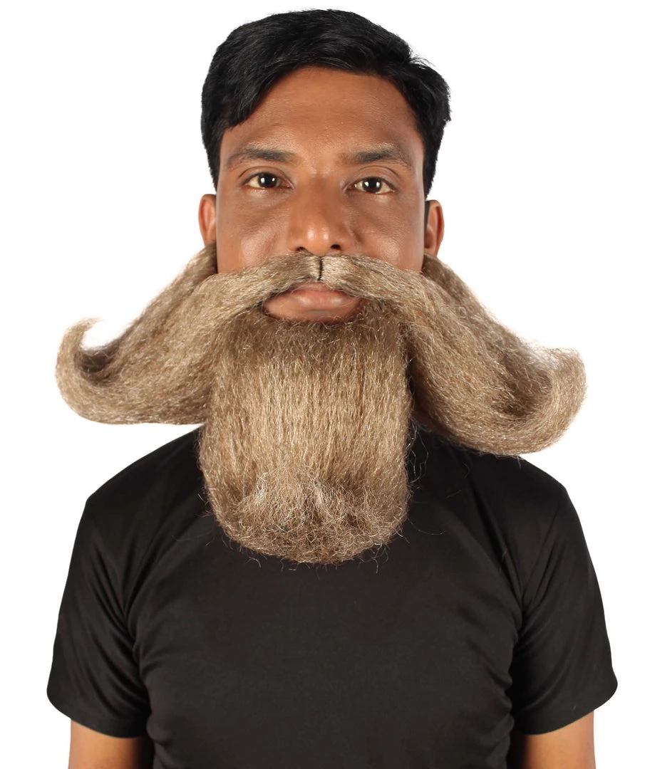 HPO Adult Men's Giant Twisted Wizard Champion Mustache And Beard, Multiple Color Options, Synthetic Fiber 2 HPO Adult Men's Giant Twisted Wizard Champion Mustache And Beard, Multiple Color Options, Synthetic Fiber