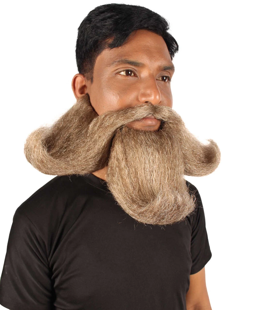 HPO Adult Men's Giant Twisted Wizard Champion Mustache And Beard, Multiple Color Options, Synthetic Fiber 6 HPO Adult Men's Giant Twisted Wizard Champion Mustache And Beard, Multiple Color Options, Synthetic Fiber