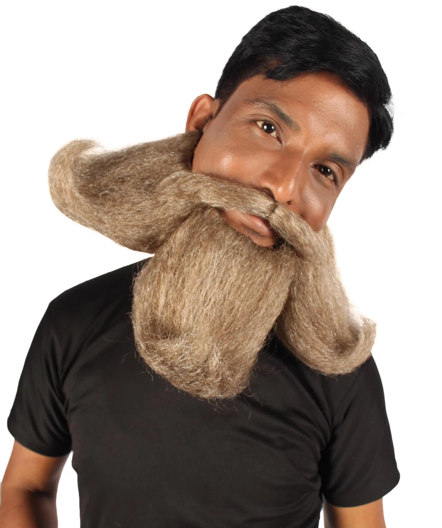 HPO Adult Men's Giant Twisted Wizard Champion Mustache And Beard, Multiple Color Options, Synthetic Fiber 7 HPO Adult Men's Giant Twisted Wizard Champion Mustache And Beard, Multiple Color Options, Synthetic Fiber