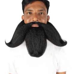 HPO Adult Men's Giant Twisted Wizard Champion Mustache And Beard, Multiple Color Options, Synthetic Fiber 44 HPO Adult Men's Giant Twisted Wizard Champion Mustache And Beard, Multiple Color Options, Synthetic Fiber