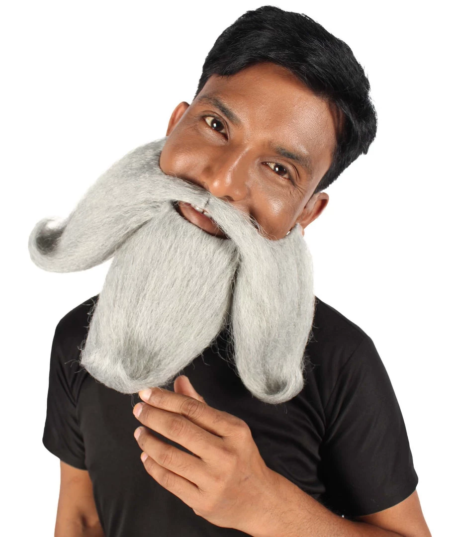 HPO Adult Men's Giant Twisted Wizard Champion Mustache And Beard, Multiple Color Options, Synthetic Fiber 26 HPO Adult Men's Giant Twisted Wizard Champion Mustache And Beard, Multiple Color Options, Synthetic Fiber