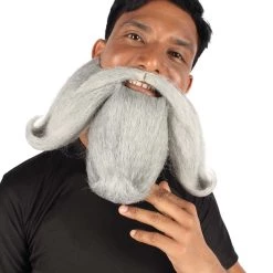 HPO Adult Men's Giant Twisted Wizard Champion Mustache And Beard, Multiple Color Options, Synthetic Fiber 63 HPO Adult Men's Giant Twisted Wizard Champion Mustache And Beard, Multiple Color Options, Synthetic Fiber