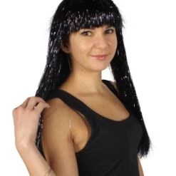 HPO Men's Adult Womens Long Tinsel Wig Collection | Party Ready Fancy Cosplay Halloween Wig | Premium Breathable Capless Cap