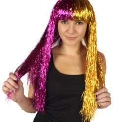 HPO Men's Adult Womens Long Tinsel Wig Collection | Party Ready Fancy Cosplay Halloween Wig | Premium Breathable Capless Cap