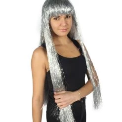 HPO Men's Adult Womens Long Tinsel Wig Collection | Party Ready Fancy Cosplay Halloween Wig | Premium Breathable Capless Cap
