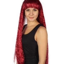 HPO Men's Adult Womens Long Tinsel Wig Collection | Party Ready Fancy Cosplay Halloween Wig | Premium Breathable Capless Cap
