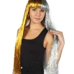 HPO Men's Adult Womens Long Tinsel Wig Collection | Party Ready Fancy Cosplay Halloween Wig | Premium Breathable Capless Cap