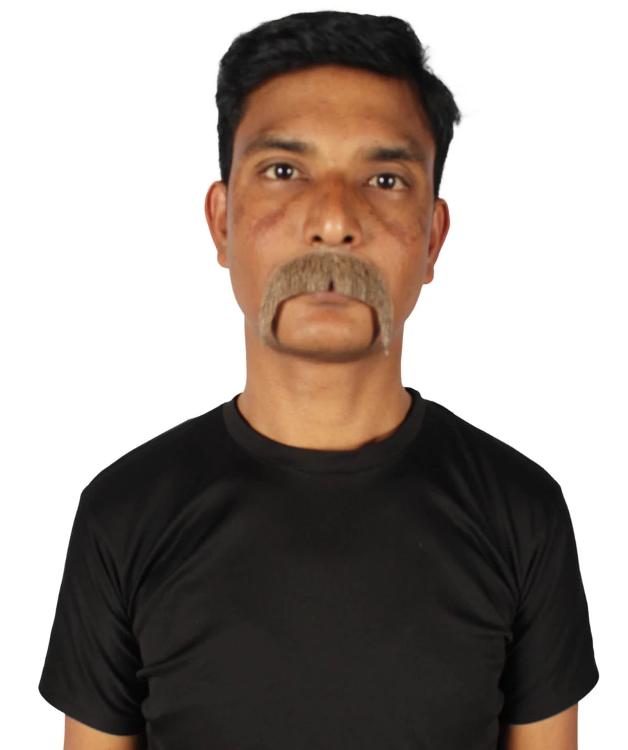 Men's Horseshoe Human Hair Mustache | Facial Hair Multiple Colors Option | HPO 44 Men's Horseshoe Human Hair Mustache | Facial Hair Multiple Colors Option | HPO