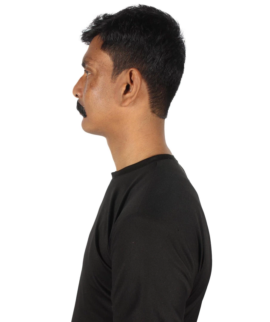 HPO Men's Borat Fake Human Hair Cowboy Mustache (Dark Black) 12 HPO Men's Borat Fake Human Hair Cowboy Mustache (Dark Black)